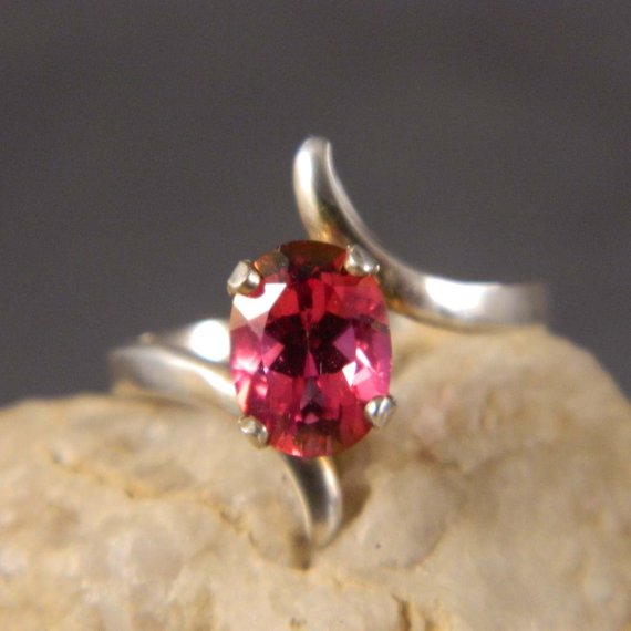 Blush Topaz and Sterling Silver Contemporary Ring